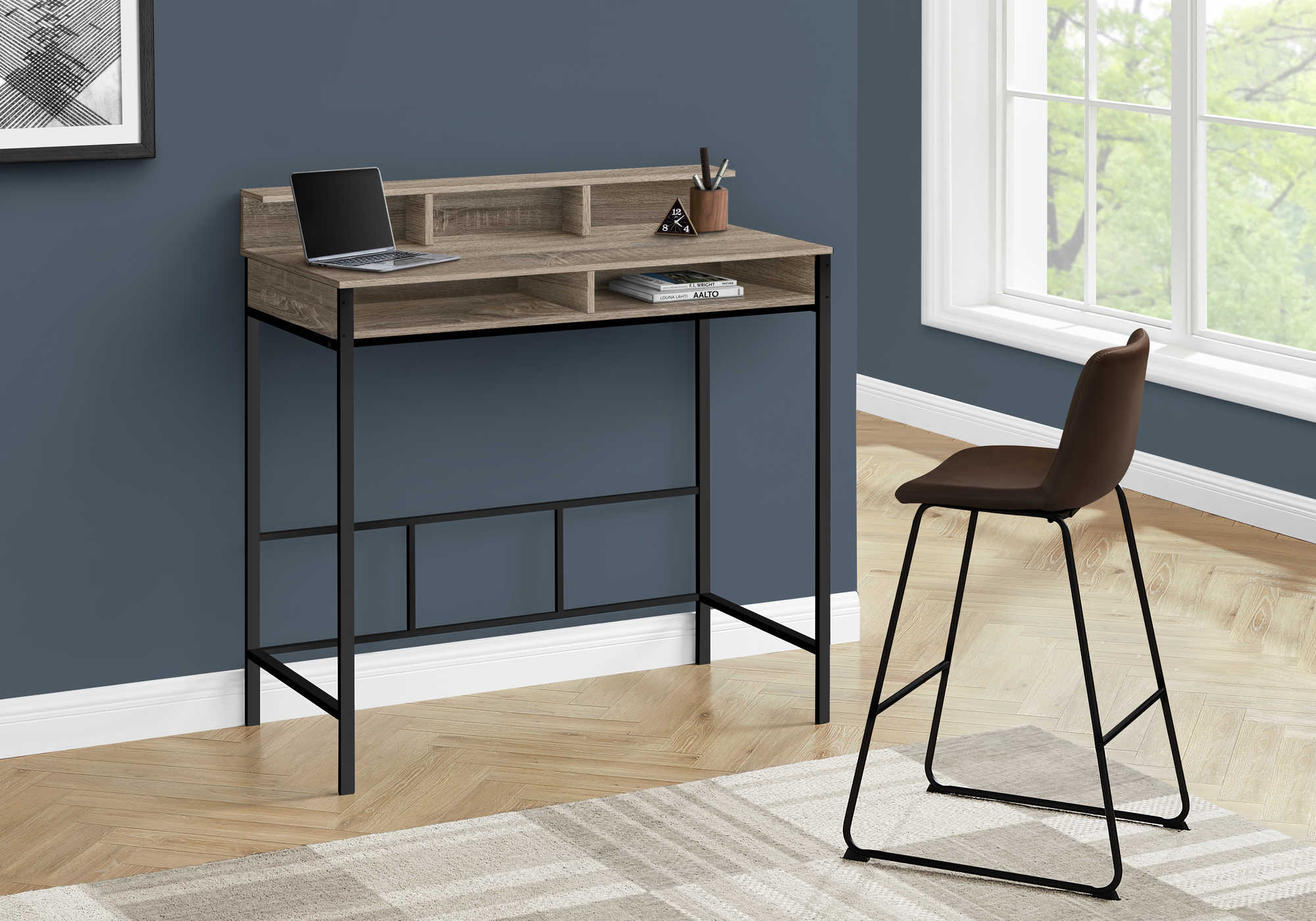 BUREAU D'ORDINATEUR - 48"L / TAUPE FONCÉ / NOIR HAUTEUR DEBOUT