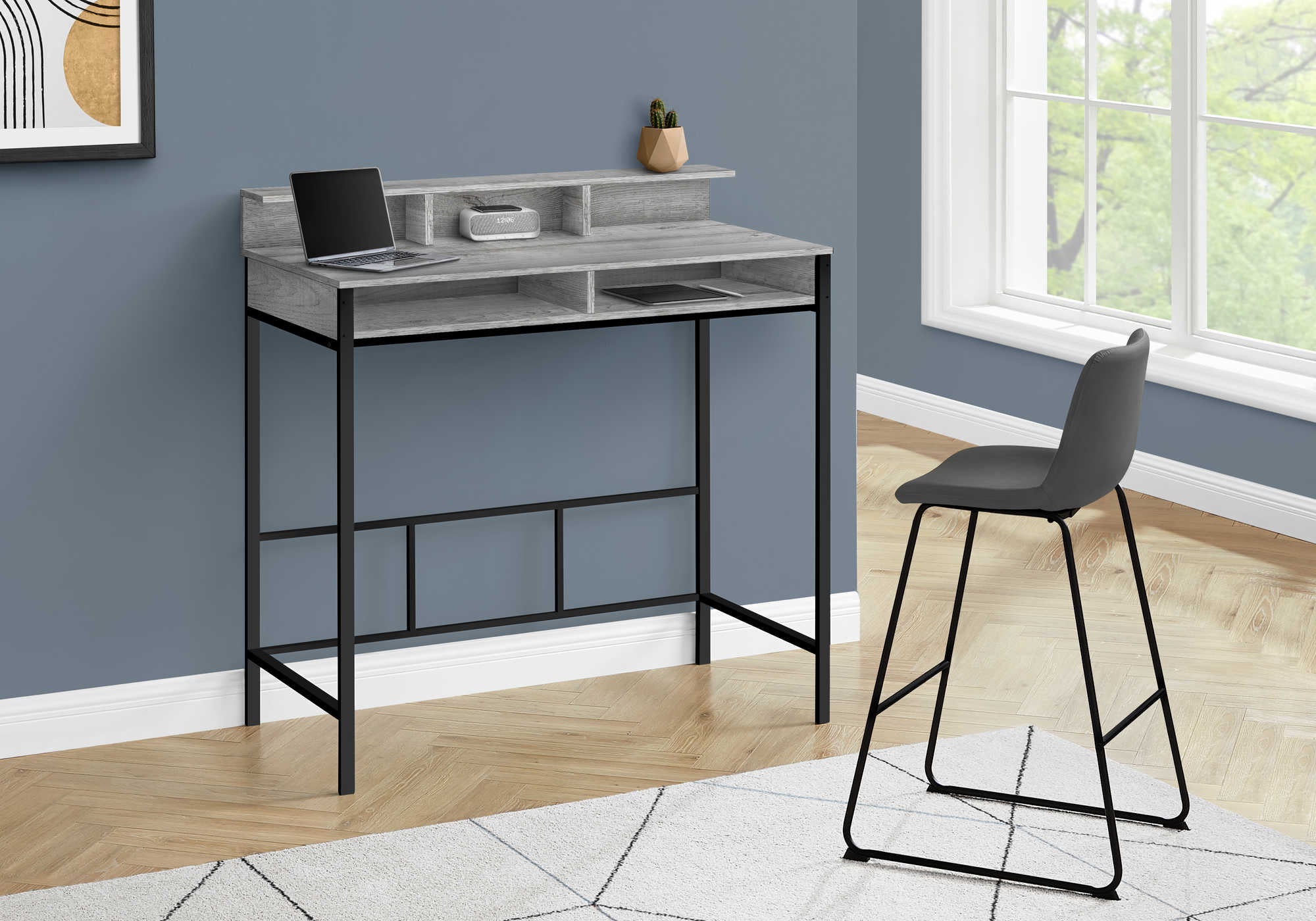 BUREAU D'ORDINATEUR - 48"L / TAUPE FONCÉ / NOIR HAUTEUR DEBOUT