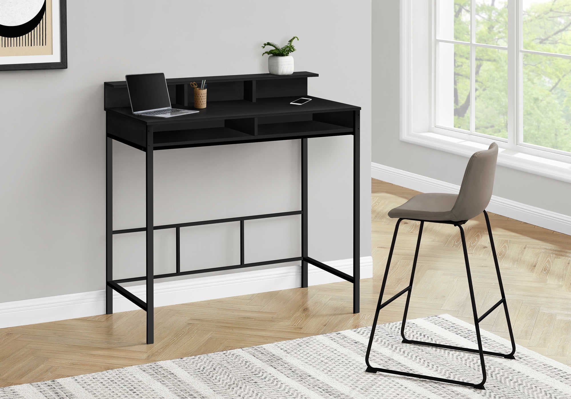 BUREAU D'ORDINATEUR - 48"L / TAUPE FONCÉ / NOIR HAUTEUR DEBOUT