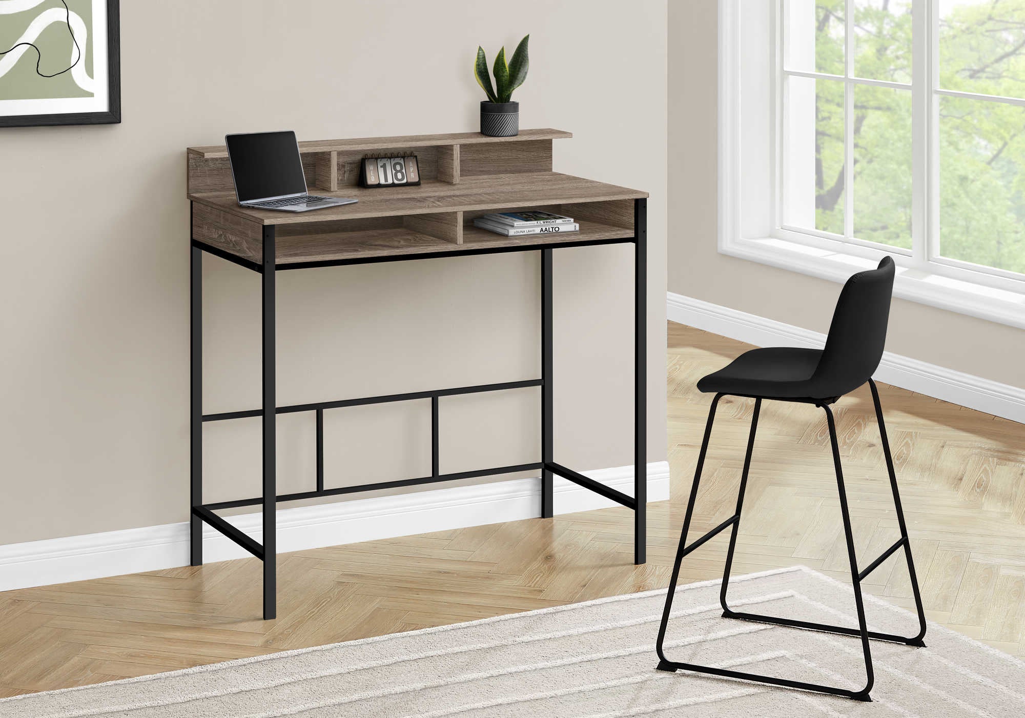 BUREAU D'ORDINATEUR - 48"L / TAUPE FONCÉ / NOIR HAUTEUR DEBOUT